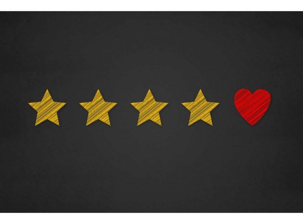 Image: customer review with 4 stars and a heart